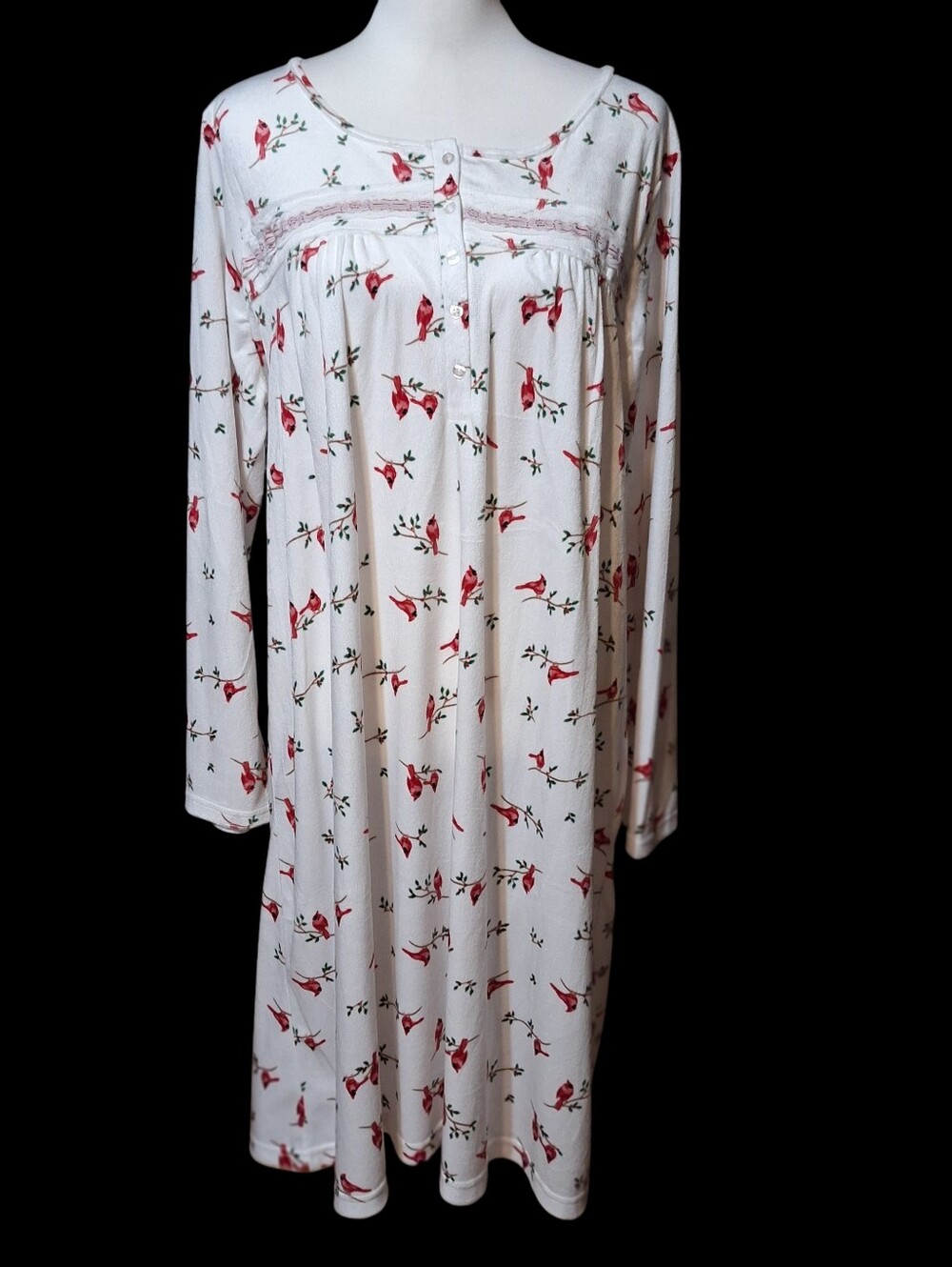 Laura Ashley Fleece Soft Cozy Comfy Nightgown Size XL Christmas Holiday Cardinal